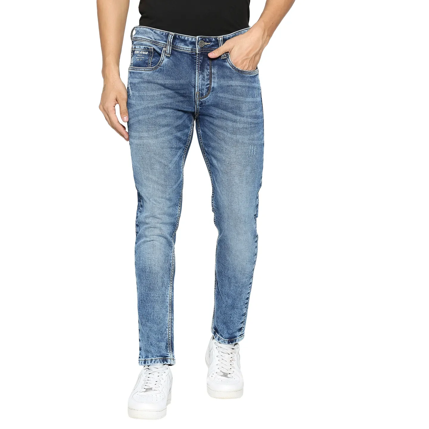 Blue Cropped Fit Men's Denims by Being Human Clothing