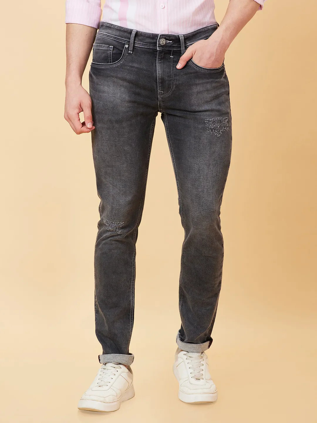 Blue Cropped fit Men's Denims by Being Human Clothing - Image 4