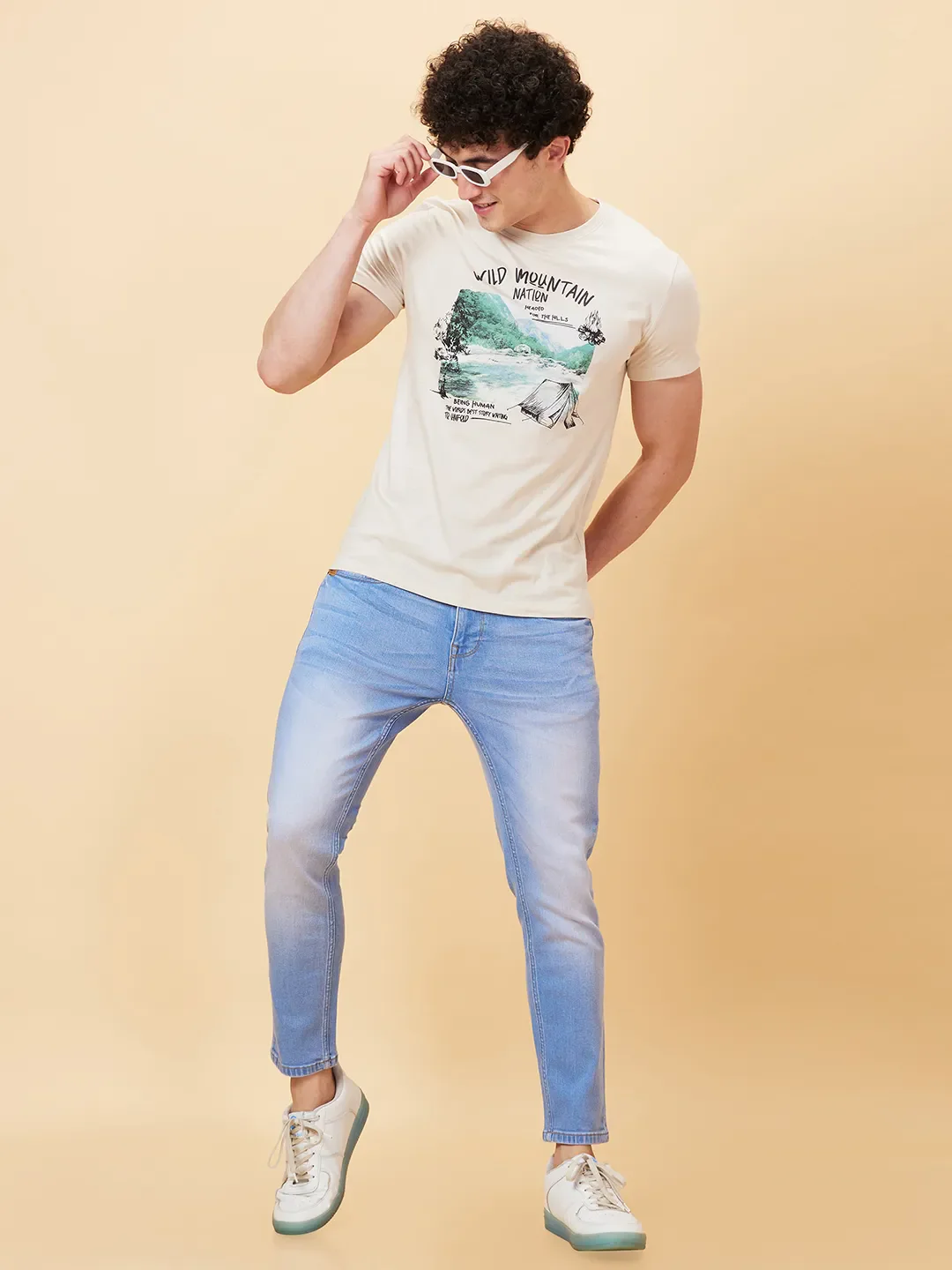 Blue Cropped fit Men's Denims by Being Human Clothing - Image 2