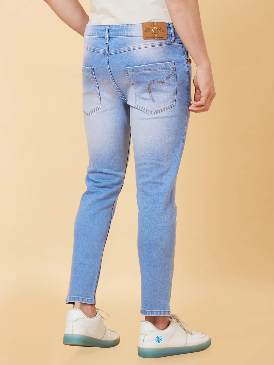 Blue Cropped fit Men's Denims by Being Human Clothing - Image 4