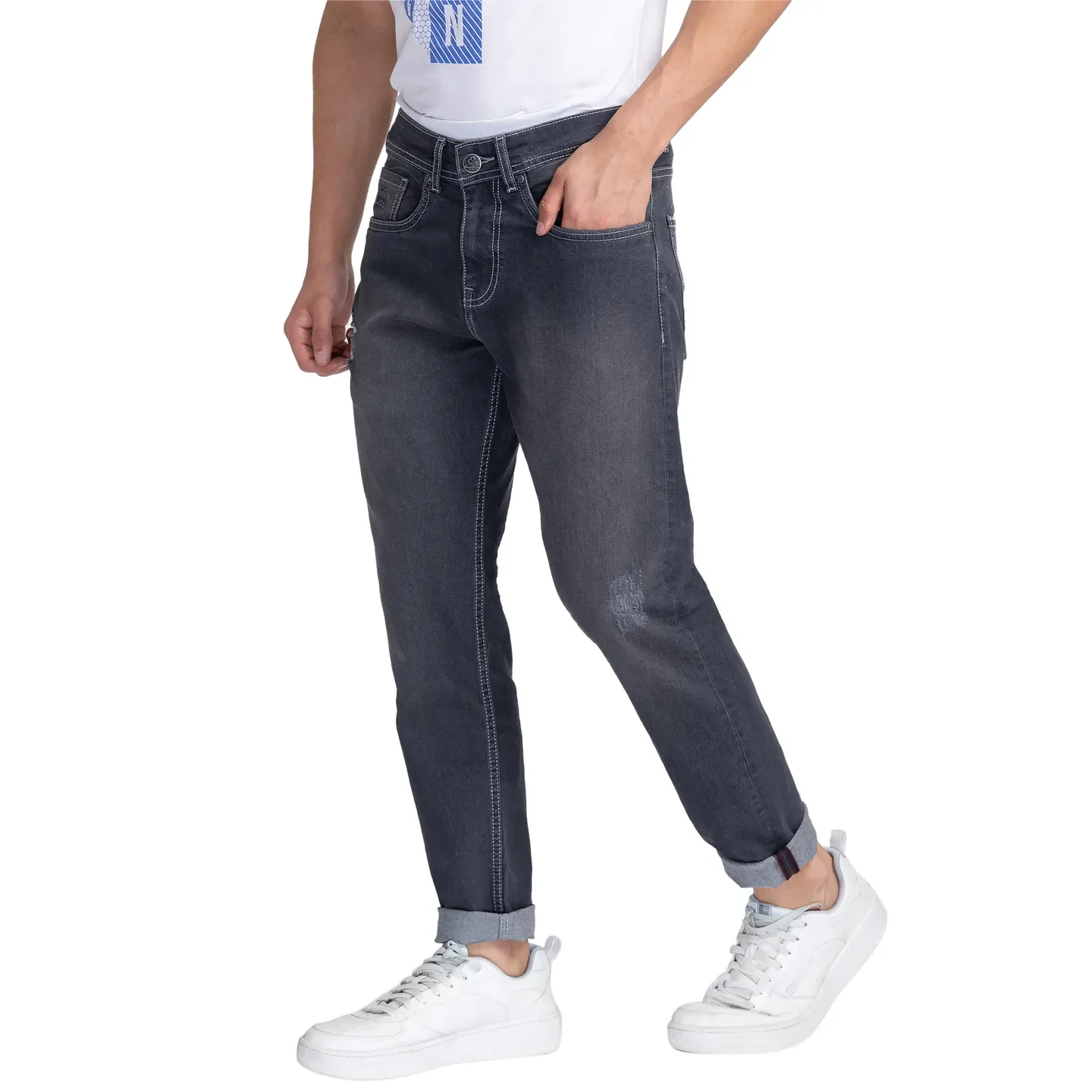 Grey Cropped Fit Men's Denims by Being Human Clothing - Image 4