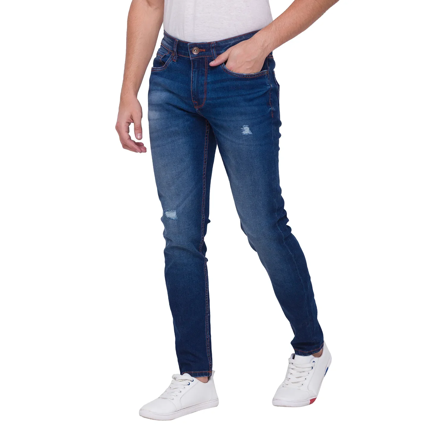 Blue Cropped Fit Men's Denims by Being Human Clothing - Image 2