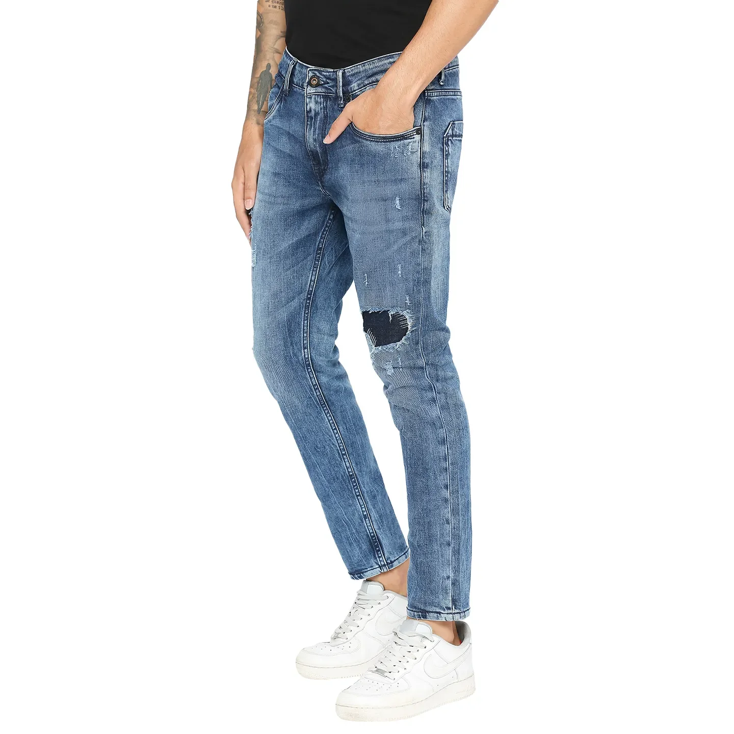 Blue Cropped Fit Men's Denims by Being Human Clothing - Image 2