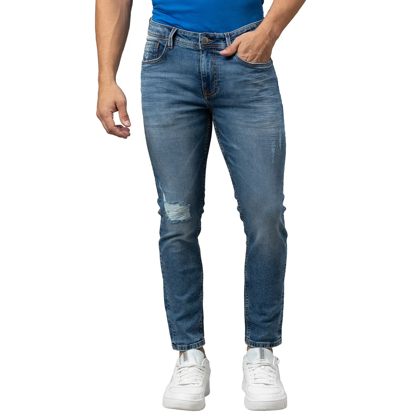 Blue Cropped Fit Men's Denims by Being Human Clothing
