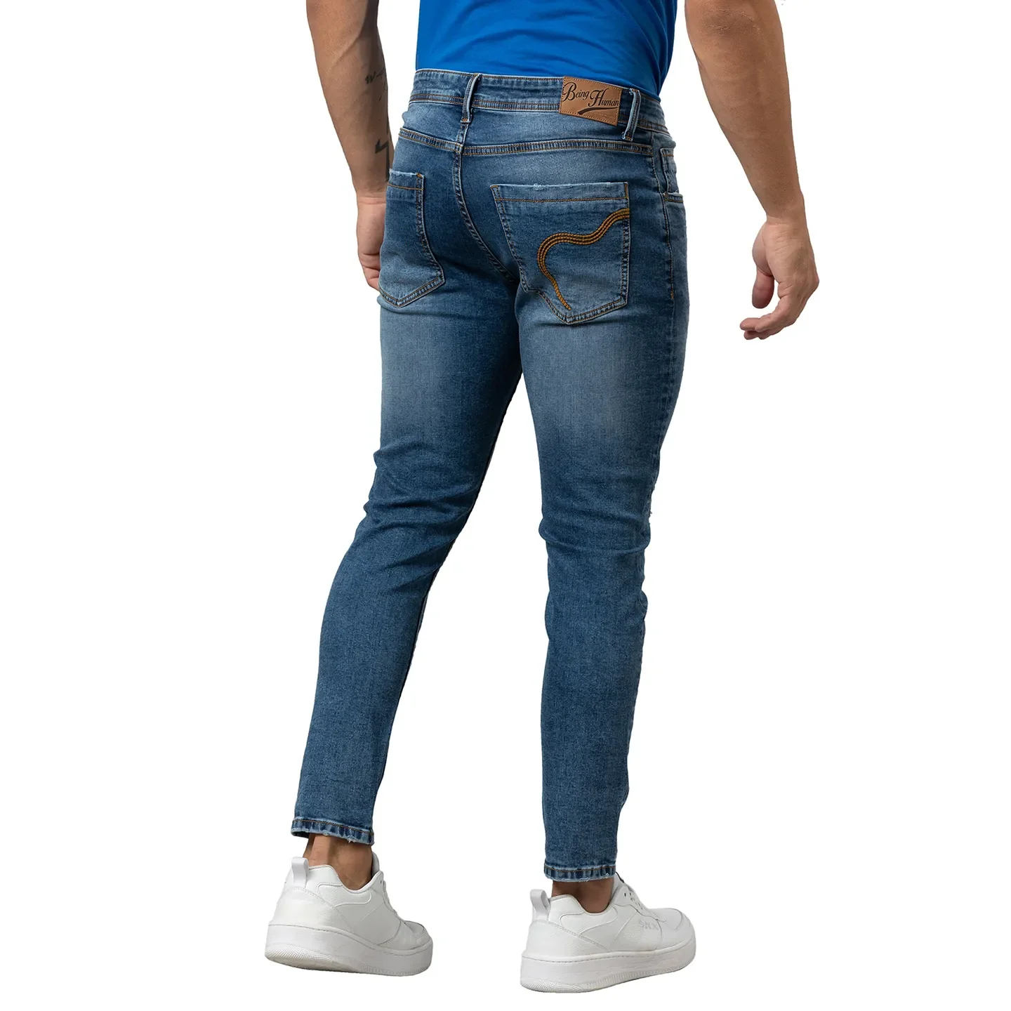 Blue Cropped Fit Men's Denims by Being Human Clothing - Image 3