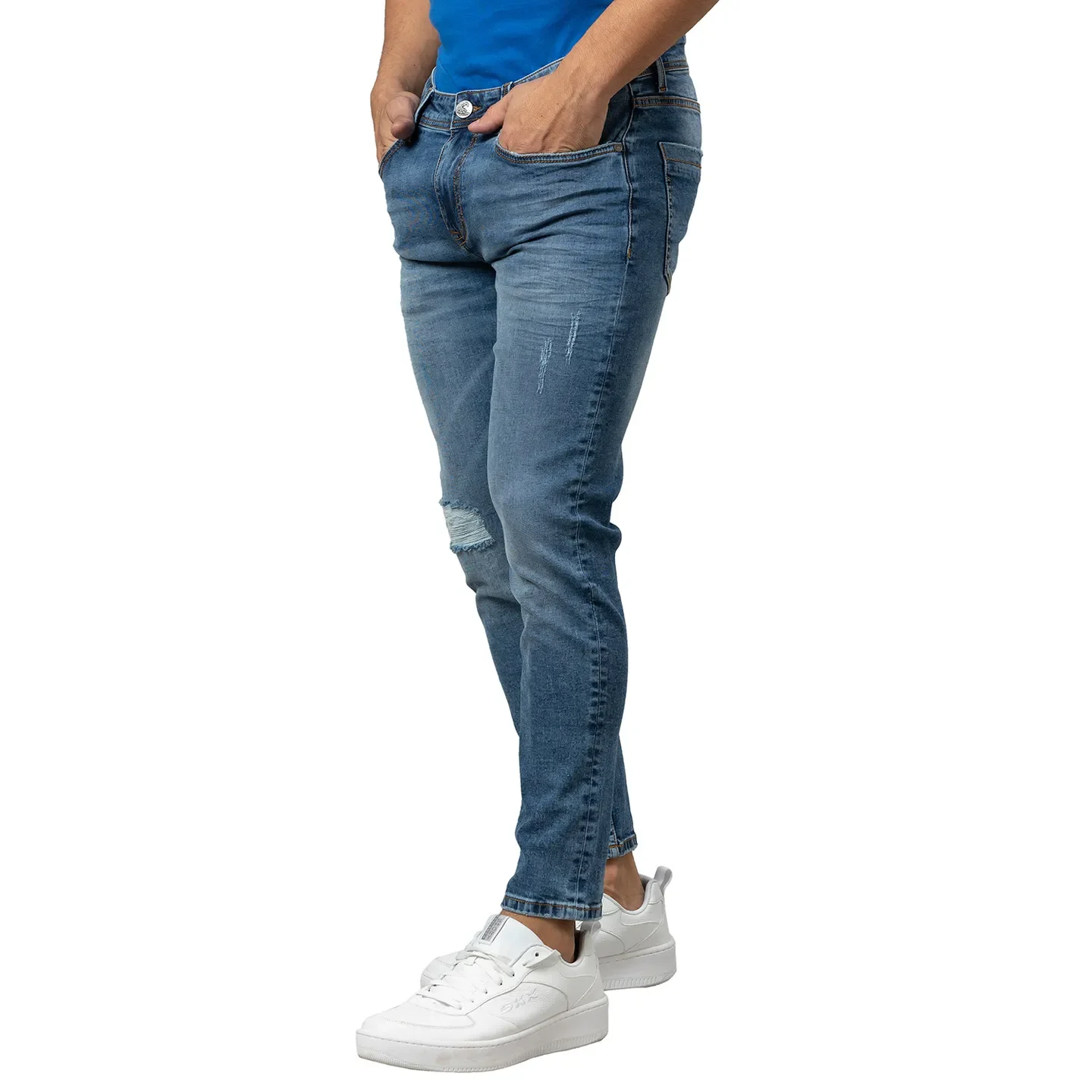 Blue Cropped Fit Men's Denims by Being Human Clothing - Image 4