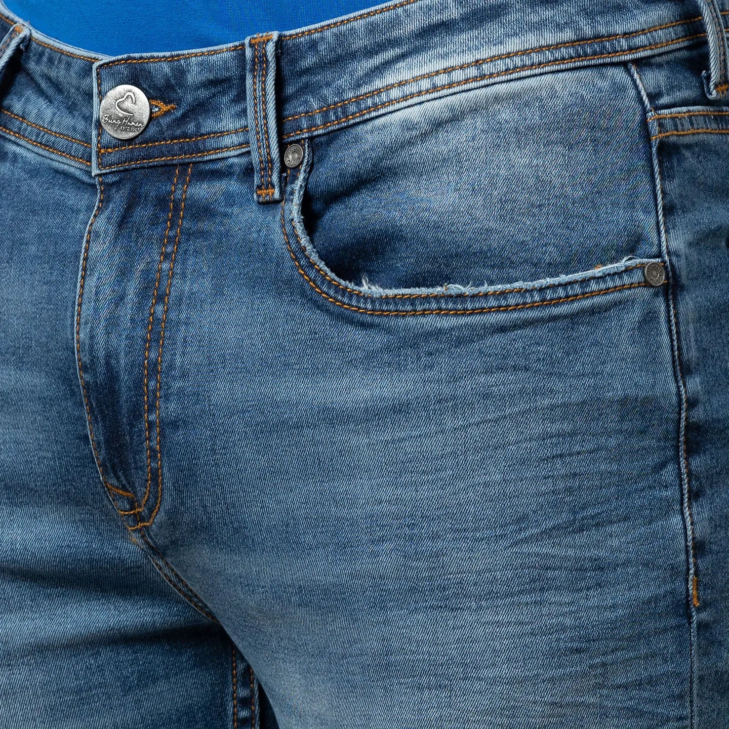 Blue Cropped Fit Men's Denims by Being Human Clothing - Image 5