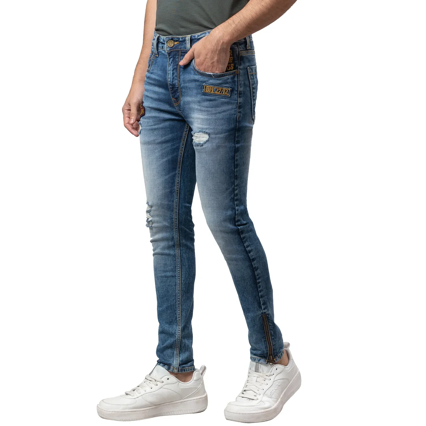 Blue Cropped Fit Men's Denims by Being Human Clothing - Image 4