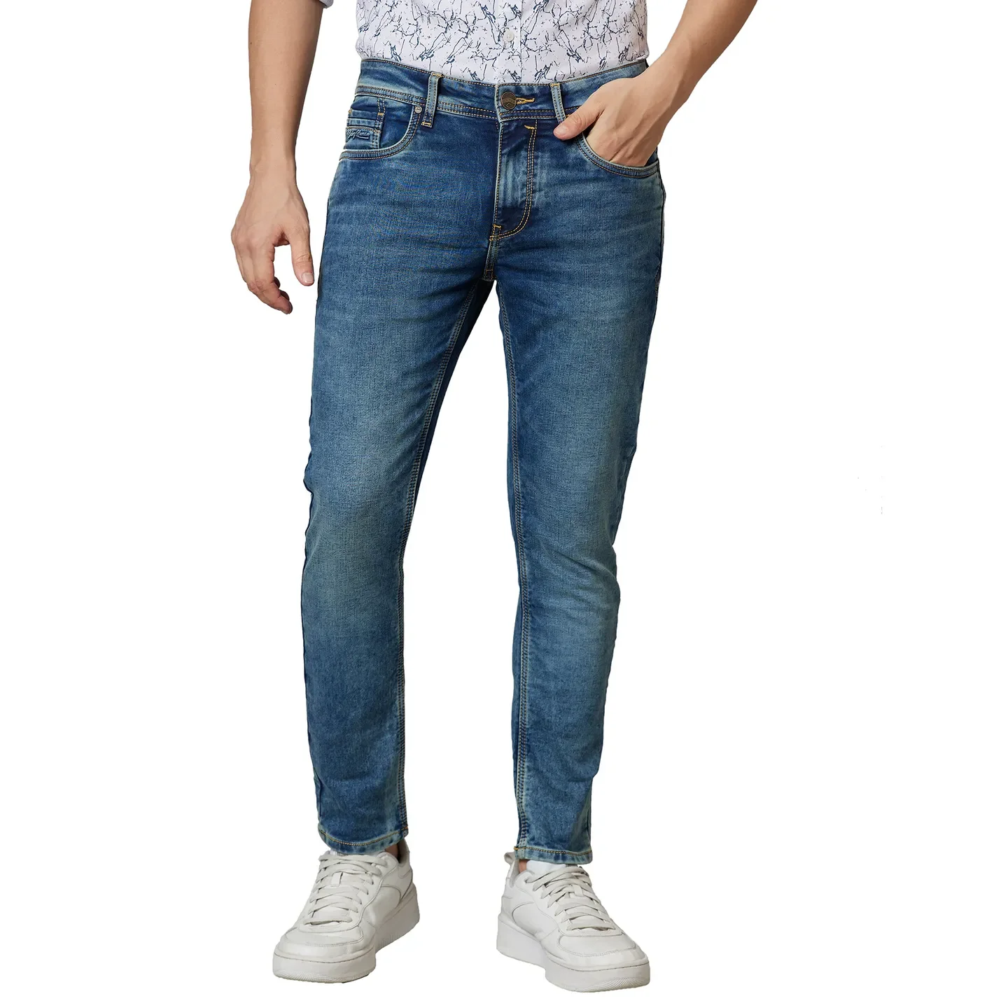 Blue Cropped Fit Men's Denims by Being Human Clothing