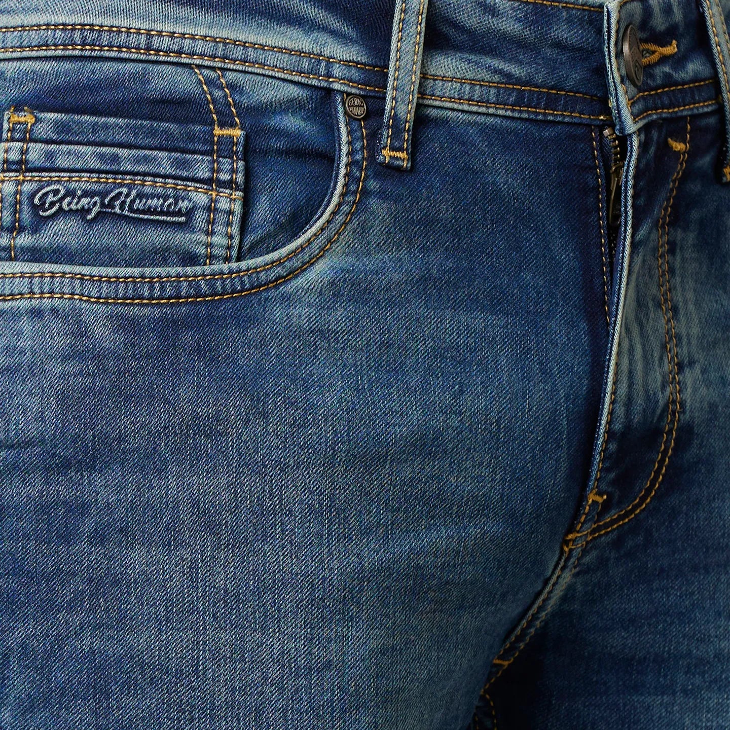 Blue Cropped Fit Men's Denims by Being Human Clothing - Image 4