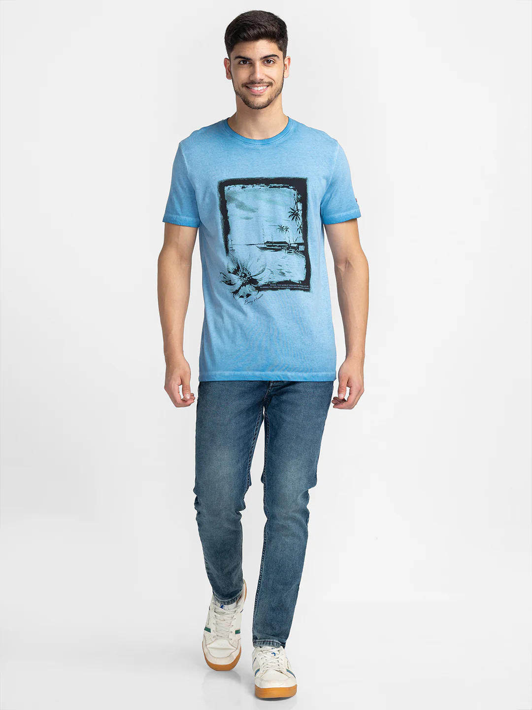 Blue Cropped Fit Denims For Men By Being Human Clothing - Image 5
