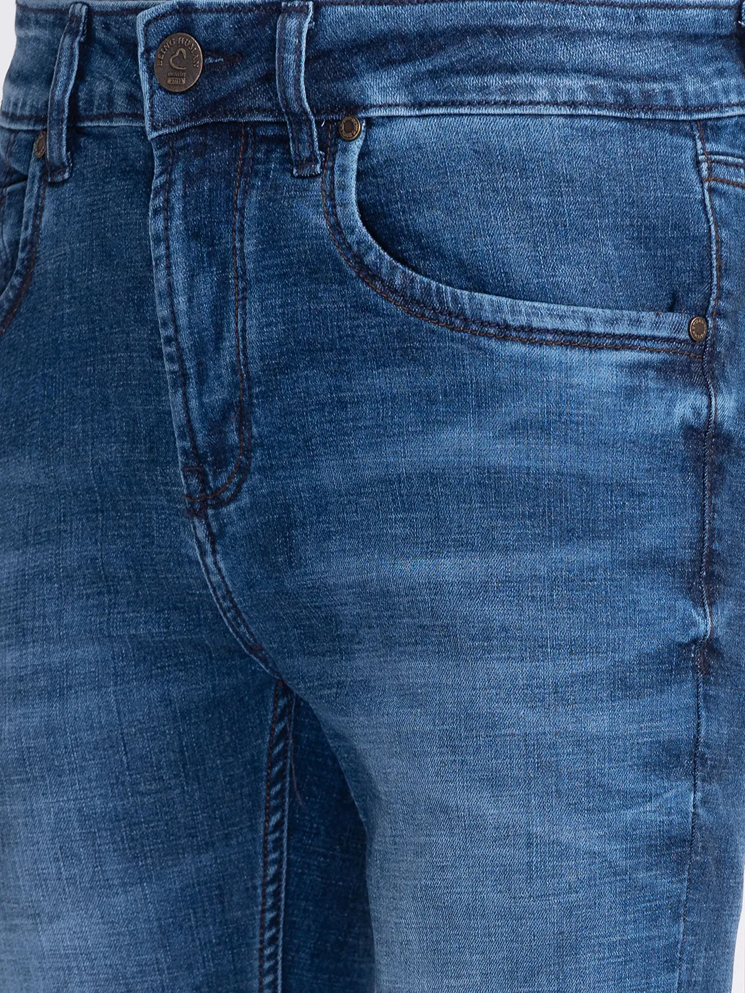 Blue Cropped Fit Denims For Men By Being Human Clothing - Image 5