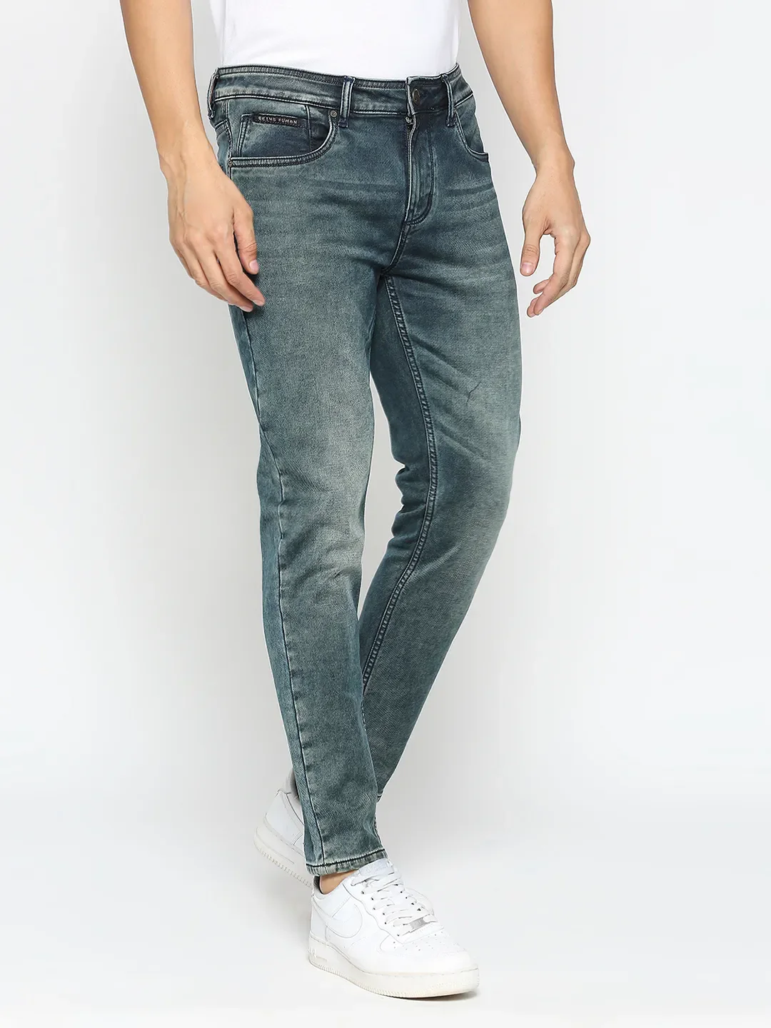 Blue Cropped Fit Men's Denims by Being Human Clothing - Image 3
