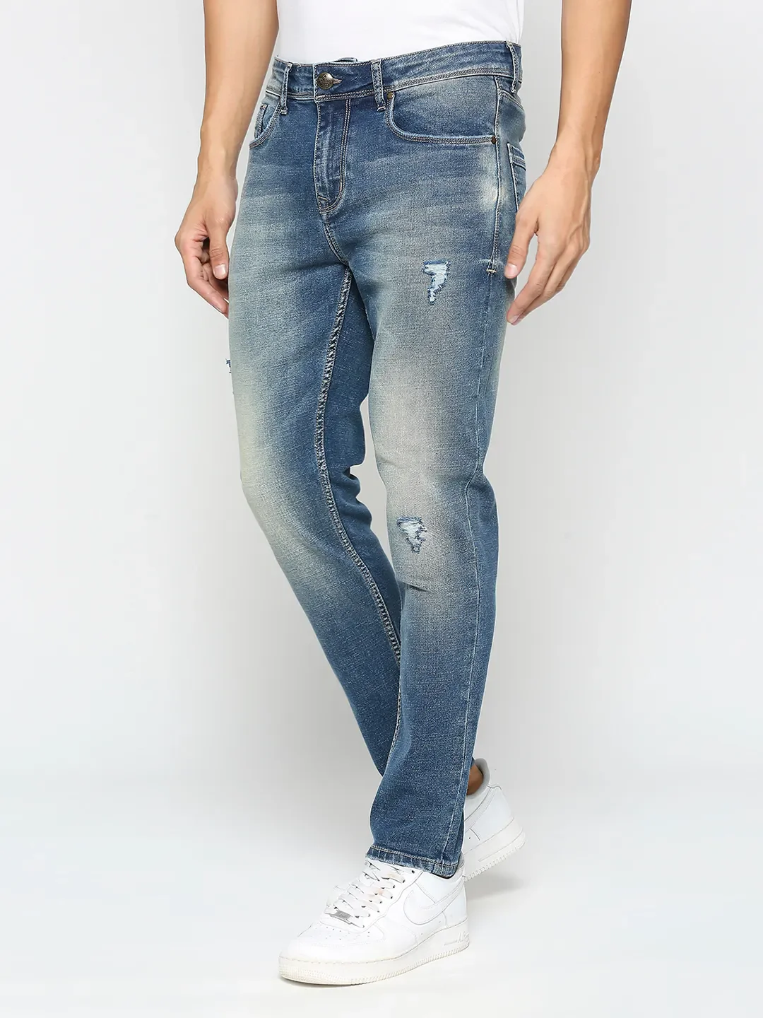 Blue Cropped Fit Men's Denims by Being Human Clothing - Image 2