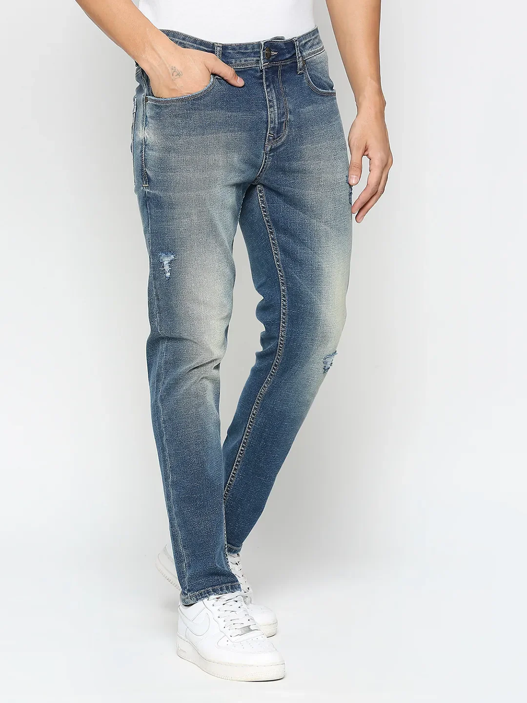 Blue Cropped Fit Men's Denims by Being Human Clothing - Image 3