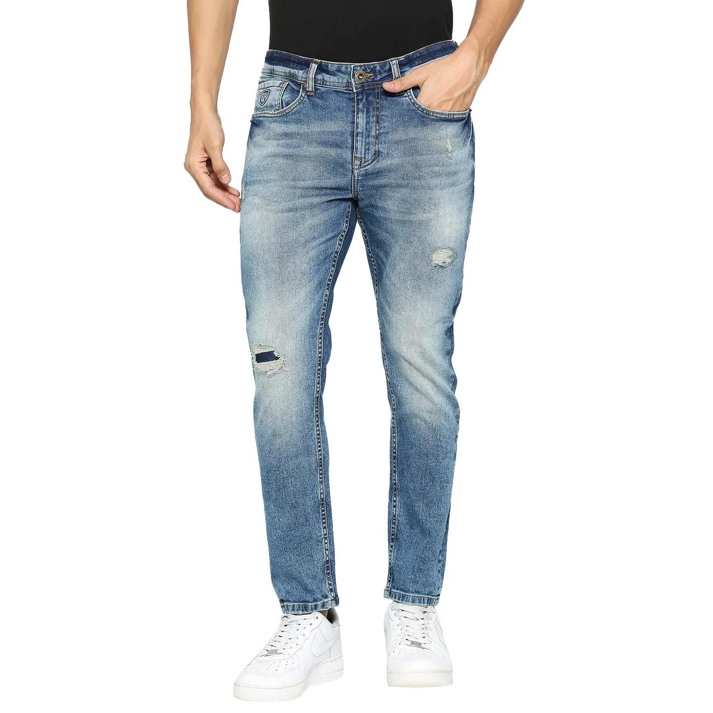 Blue Cropped Fit Men's Denims by Being Human Clothing