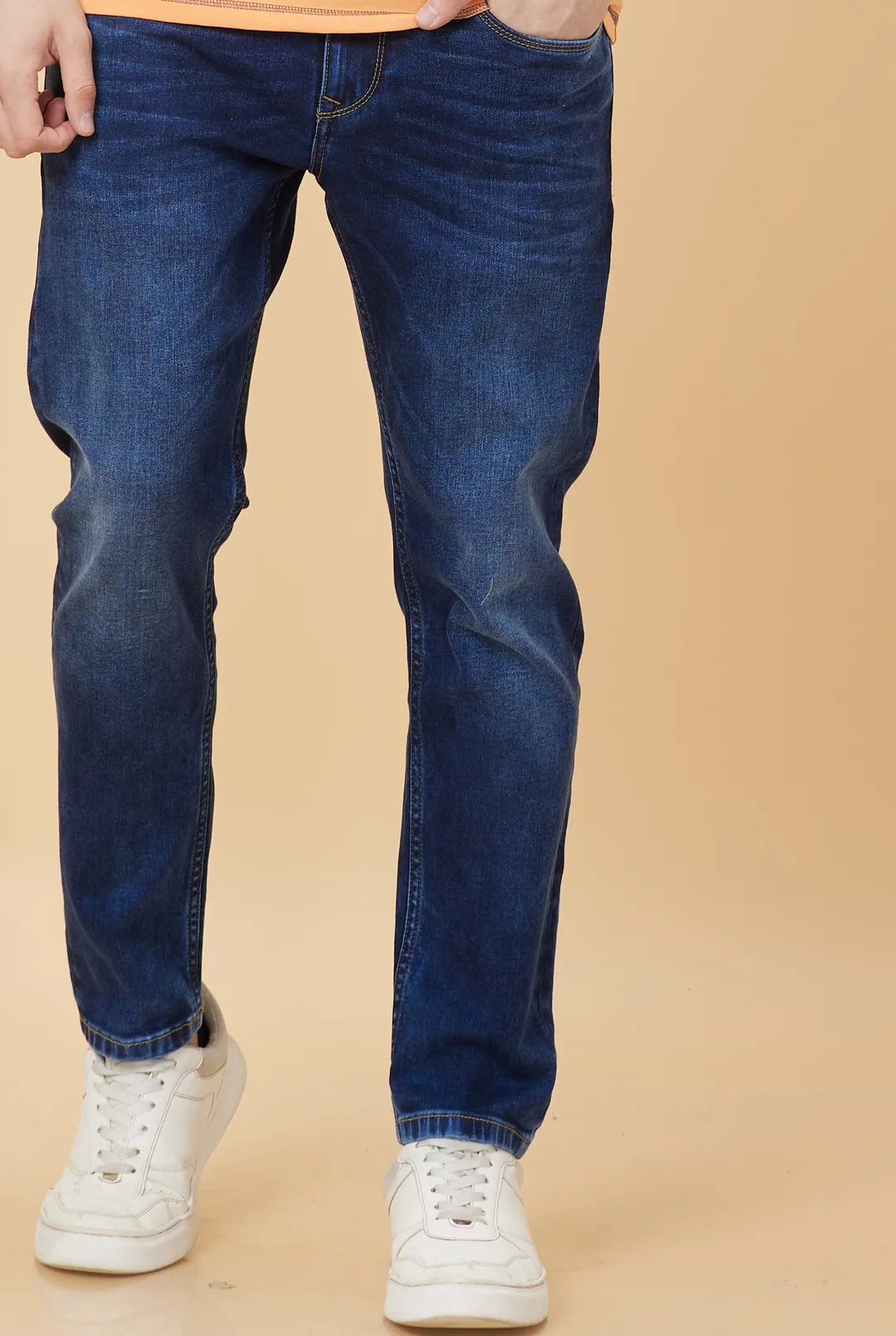 Blue Cropped fit Men's Denims by Being Human Clothing