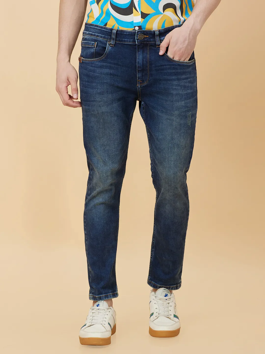 Blue Cropped fit Men's Denims by Being Human Clothing