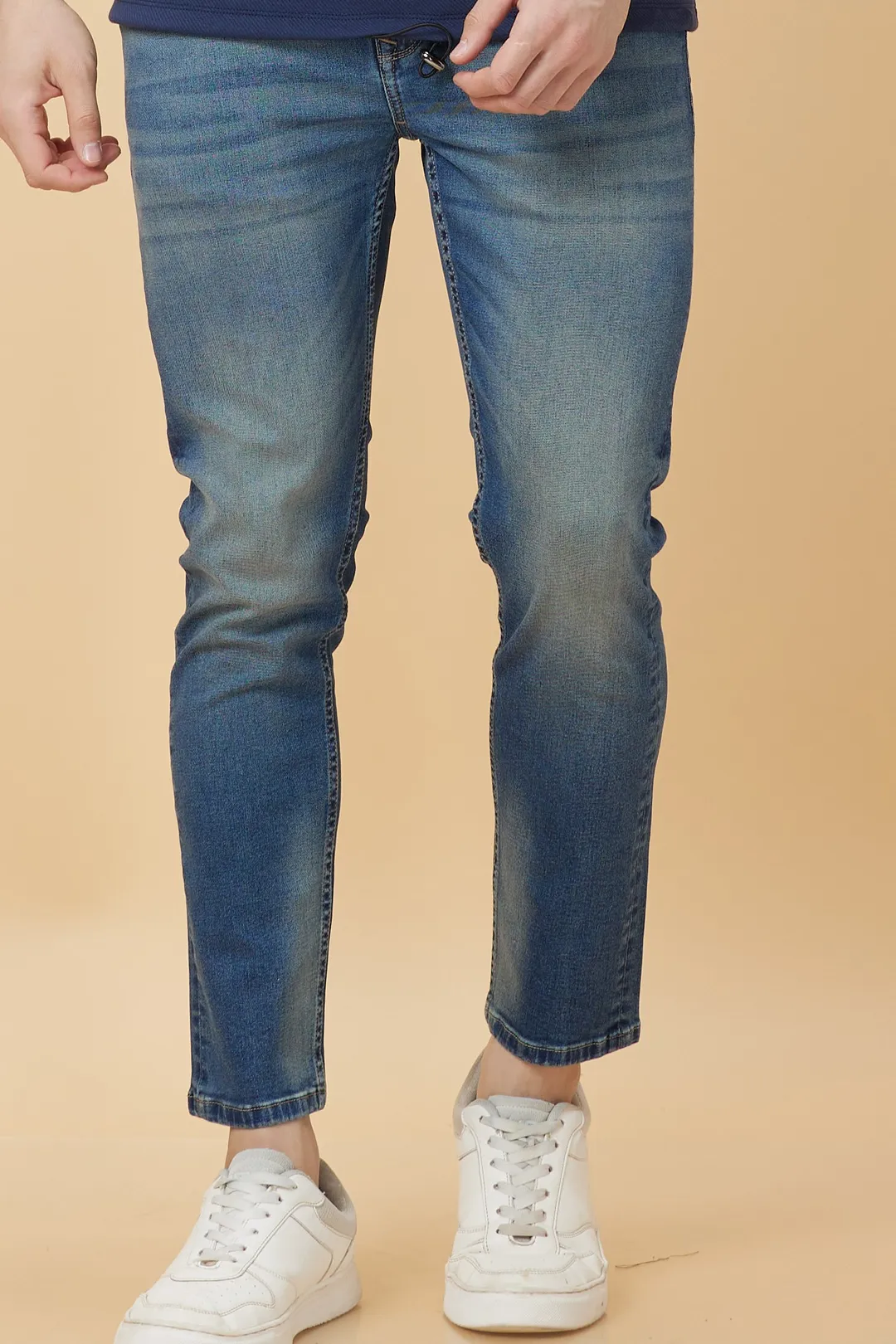 Blue Cropped fit Men's Denims by Being Human Clothing