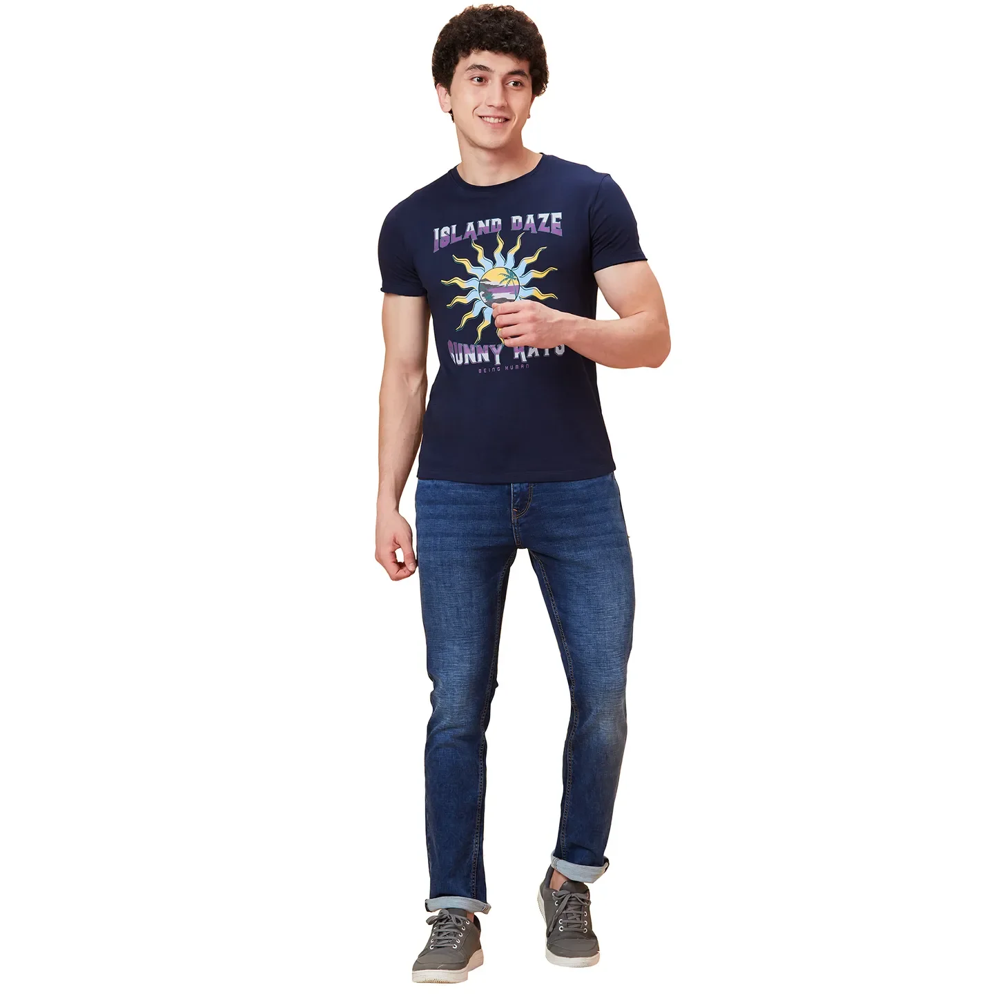 Blue Cropped fit Men's Denims by Being Human Clothing - Image 4