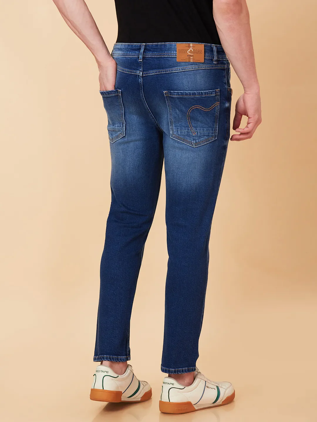 Blue Cropped fit Men's Denims by Being Human Clothing - Image 3