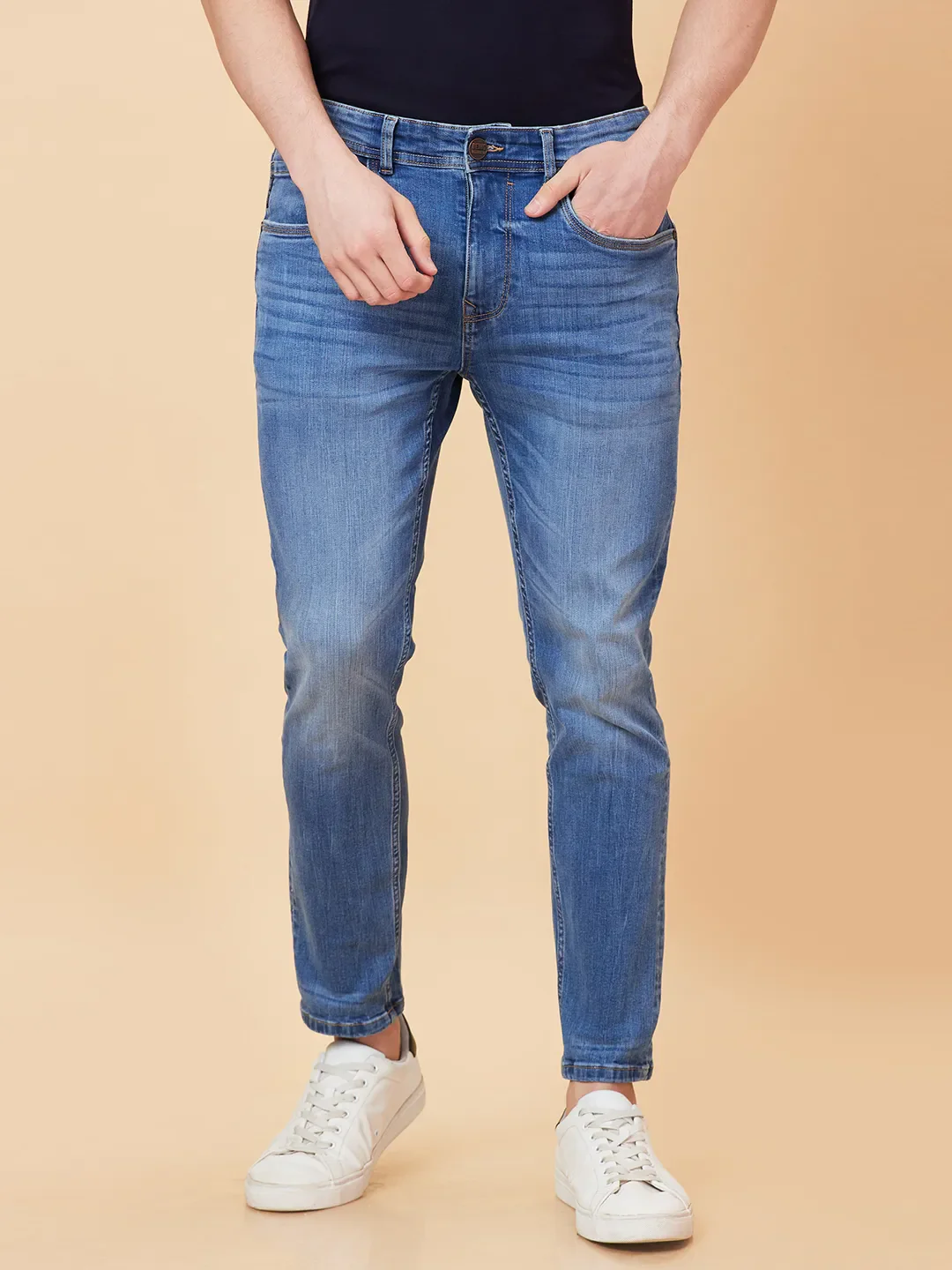 Blue Cropped fit Men's Denims by Being Human Clothing