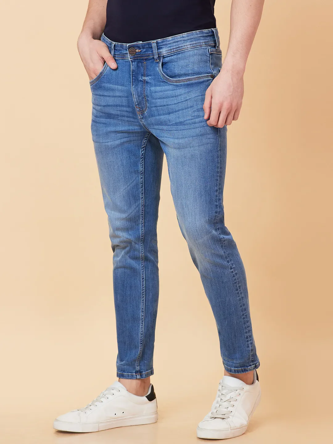 Blue Cropped fit Men's Denims by Being Human Clothing - Image 3