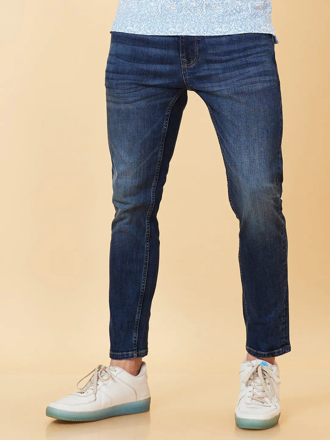 Blue Cropped fit Men's Denims by Being Human Clothing