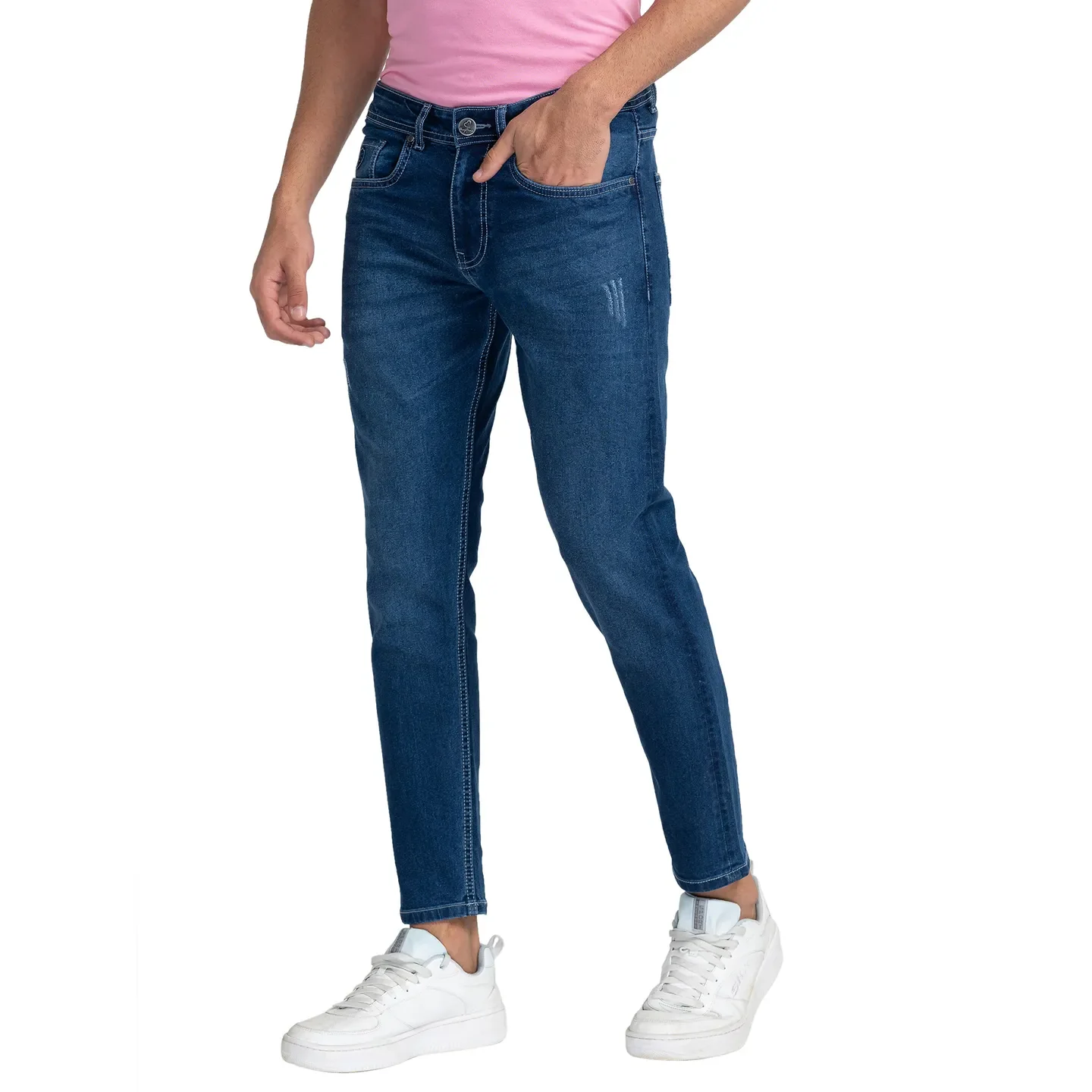 Blue Cropped Fit Men's Denims by Being Human Clothing - Image 4