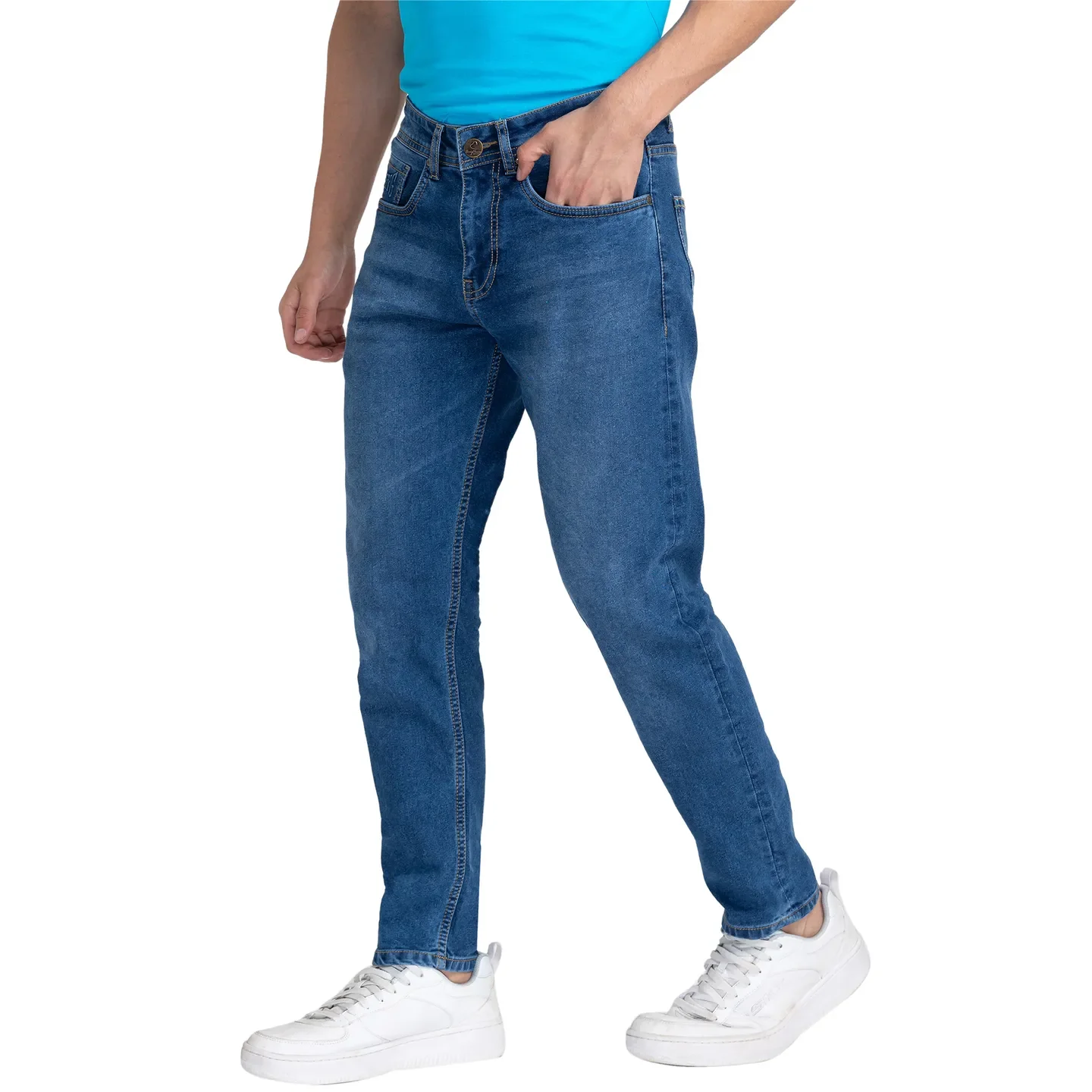 Blue Cropped Fit Men's Denims by Being Human Clothing - Image 4