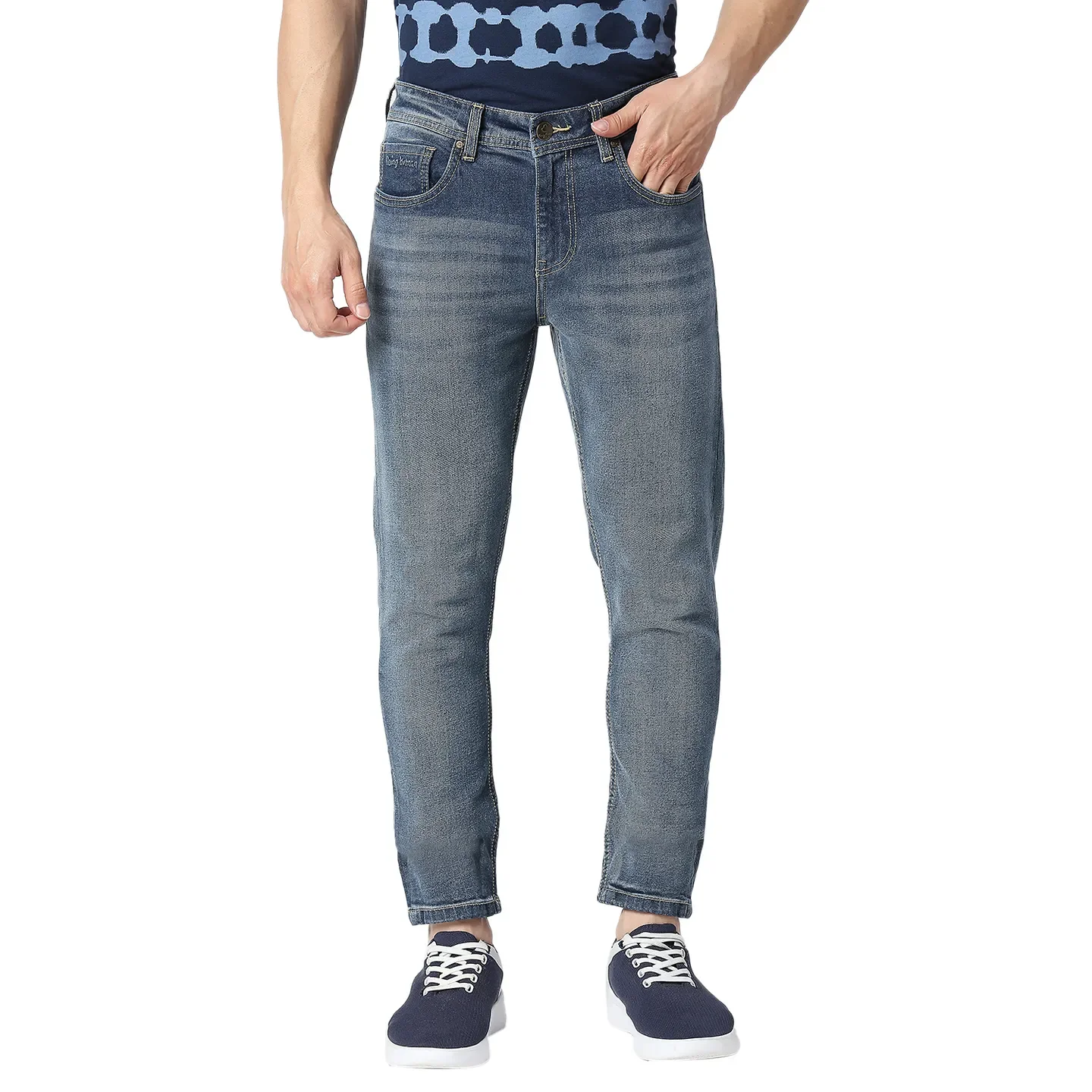 Blue Cropped Fit Men's Denims by Being Human Clothing