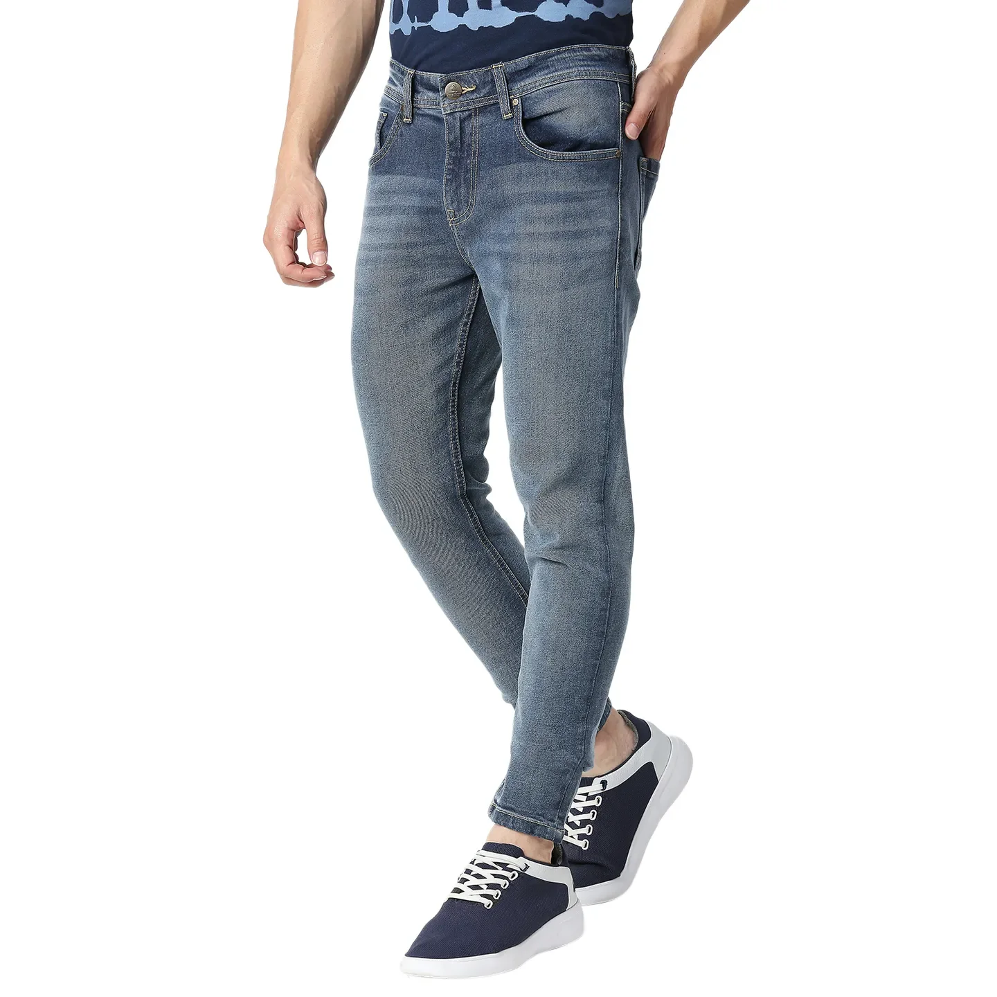 Blue Cropped Fit Men's Denims by Being Human Clothing - Image 2
