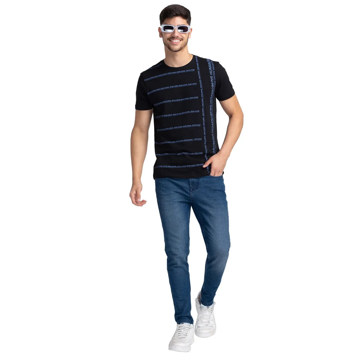 Blue Cropped Fit Men's Denims by Being Human Clothing - Image 2