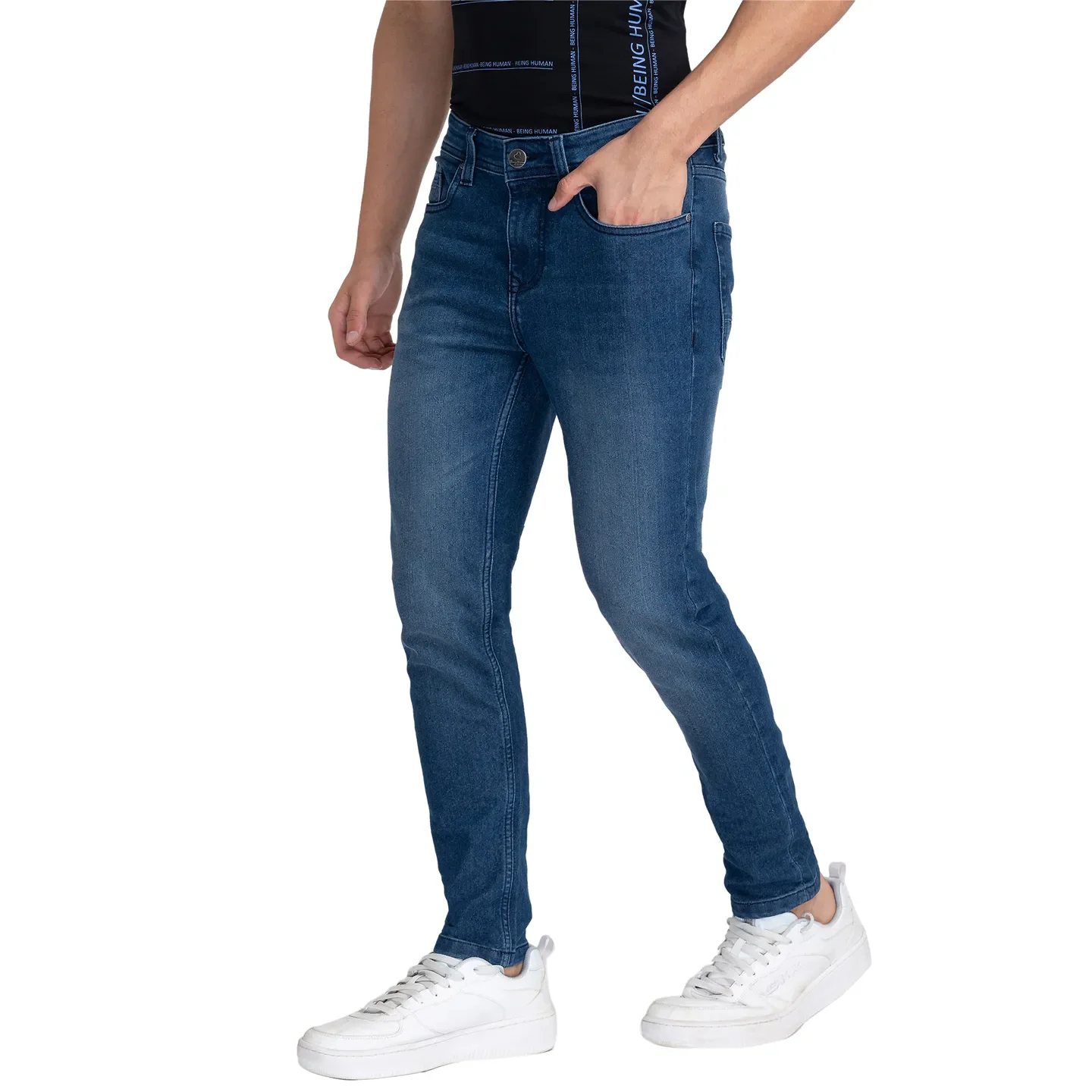 Blue Cropped Fit Men's Denims by Being Human Clothing - Image 4