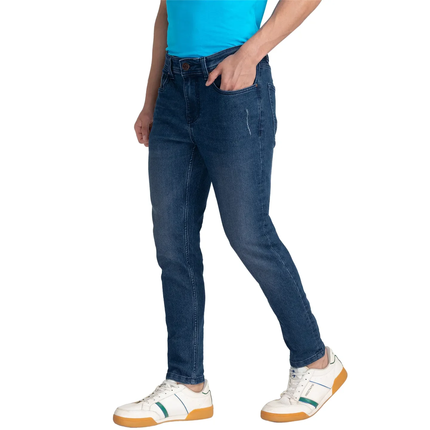 Blue Cropped Fit Men's Denims by Being Human Clothing - Image 4