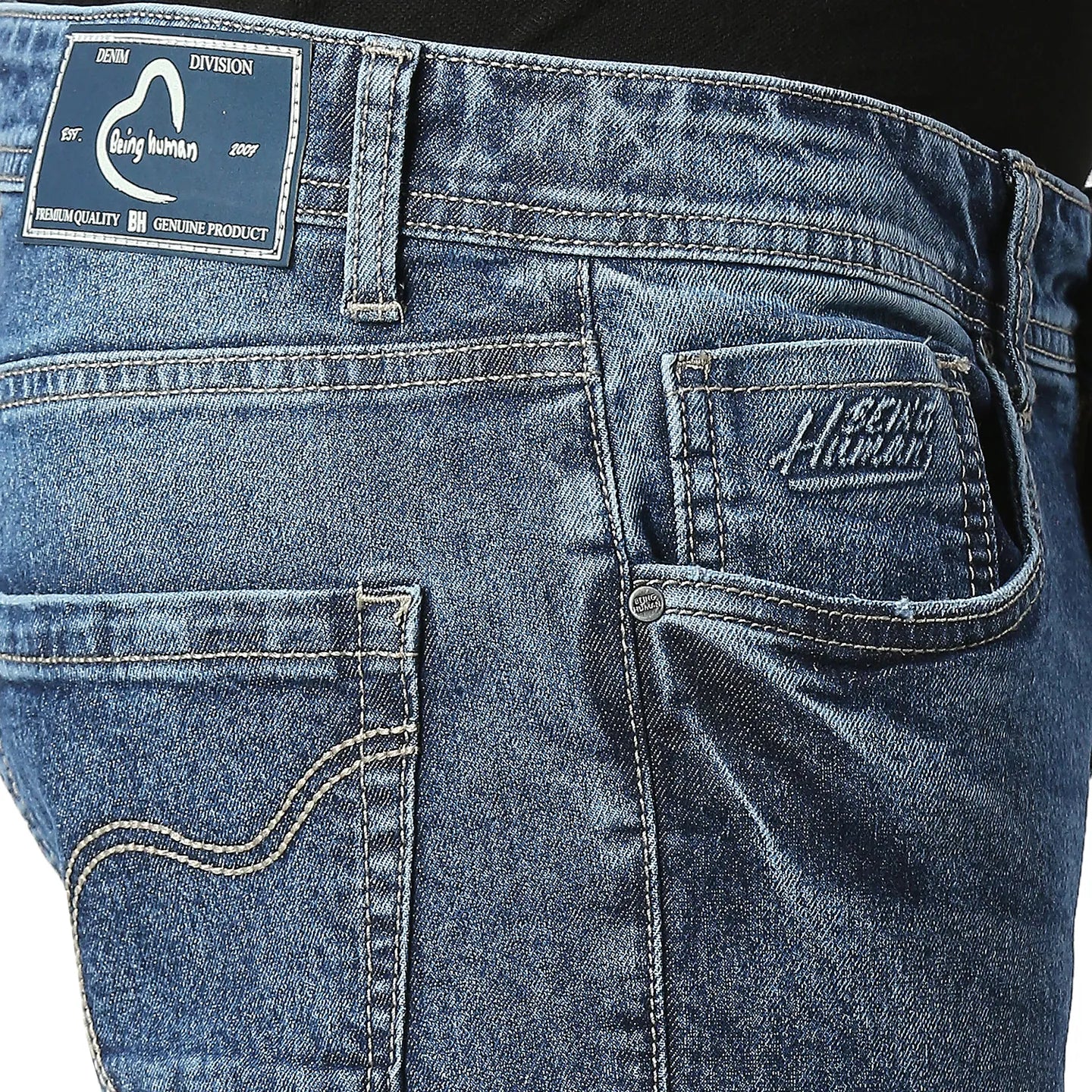 Blue Cropped Fit Men's Denims by Being Human Clothing - Image 4