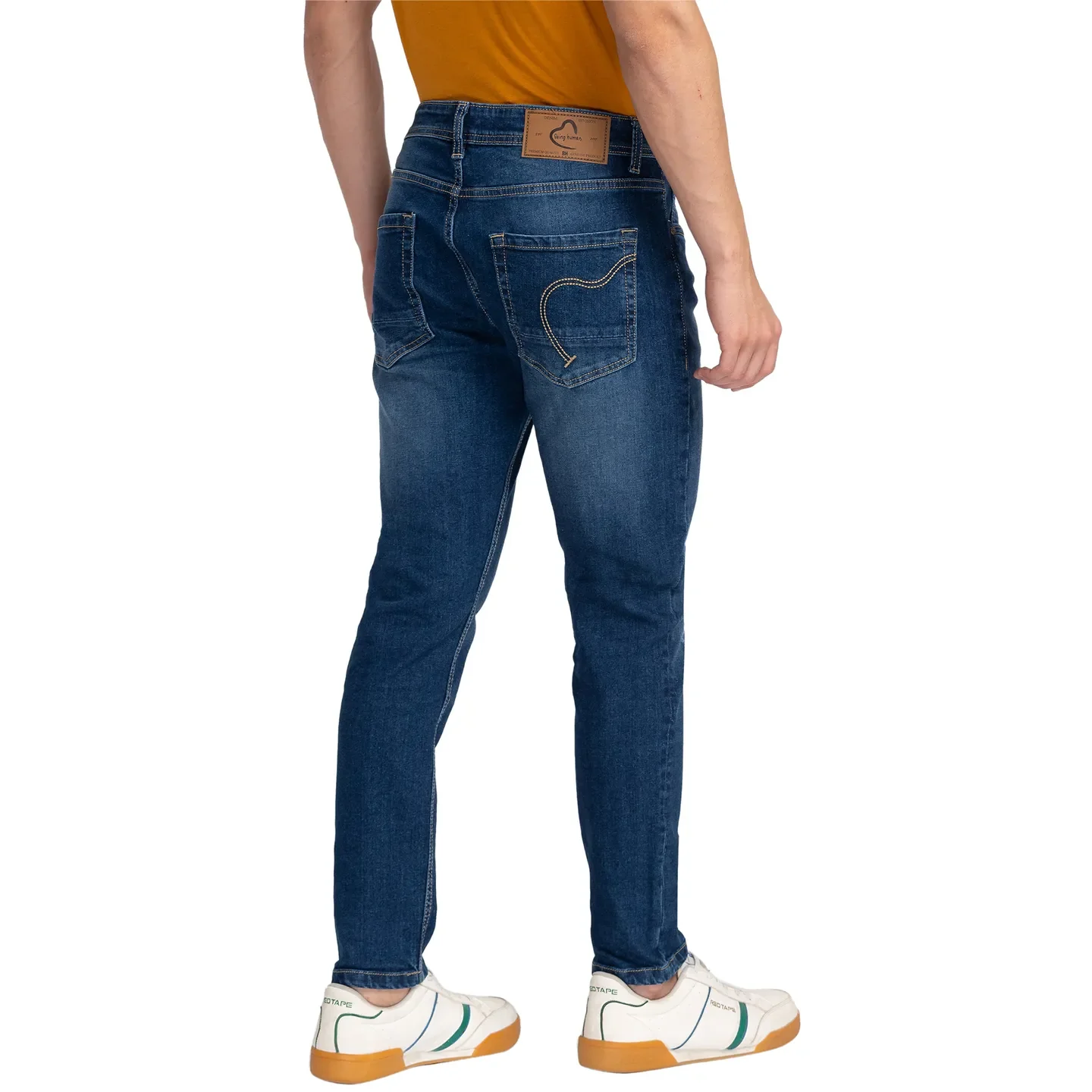 Blue Cropped Fit Men's Denims by Being Human Clothing - Image 3