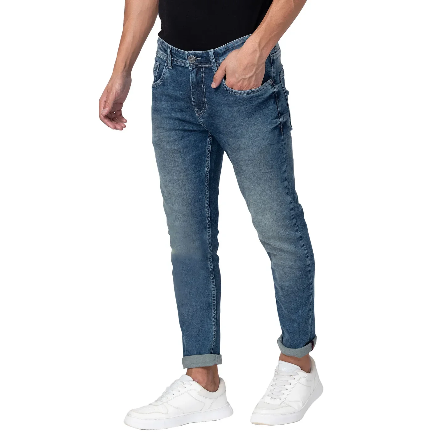 Blue Cropped Fit Men's Denims by Being Human Clothing - Image 2