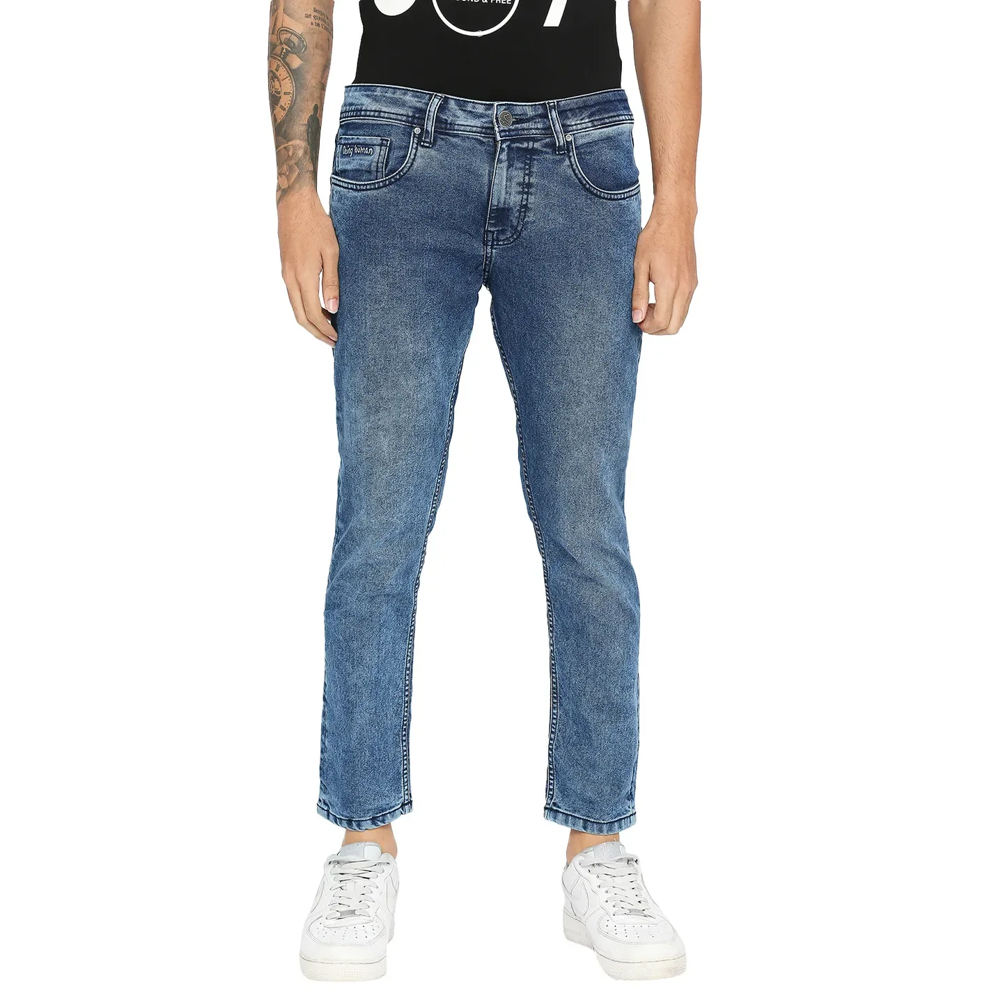 Blue Cropped Fit Men's Denims by Being Human Clothing