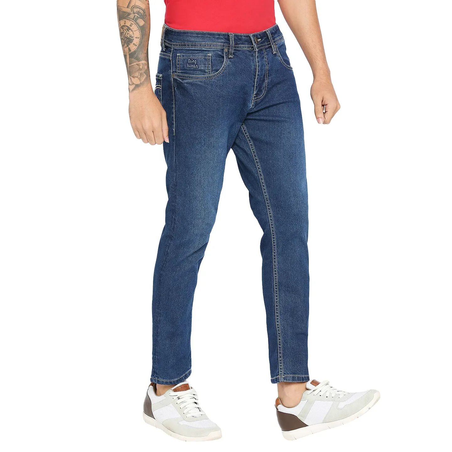 Blue Cropped Fit Men's Denims by Being Human Clothing - Image 3