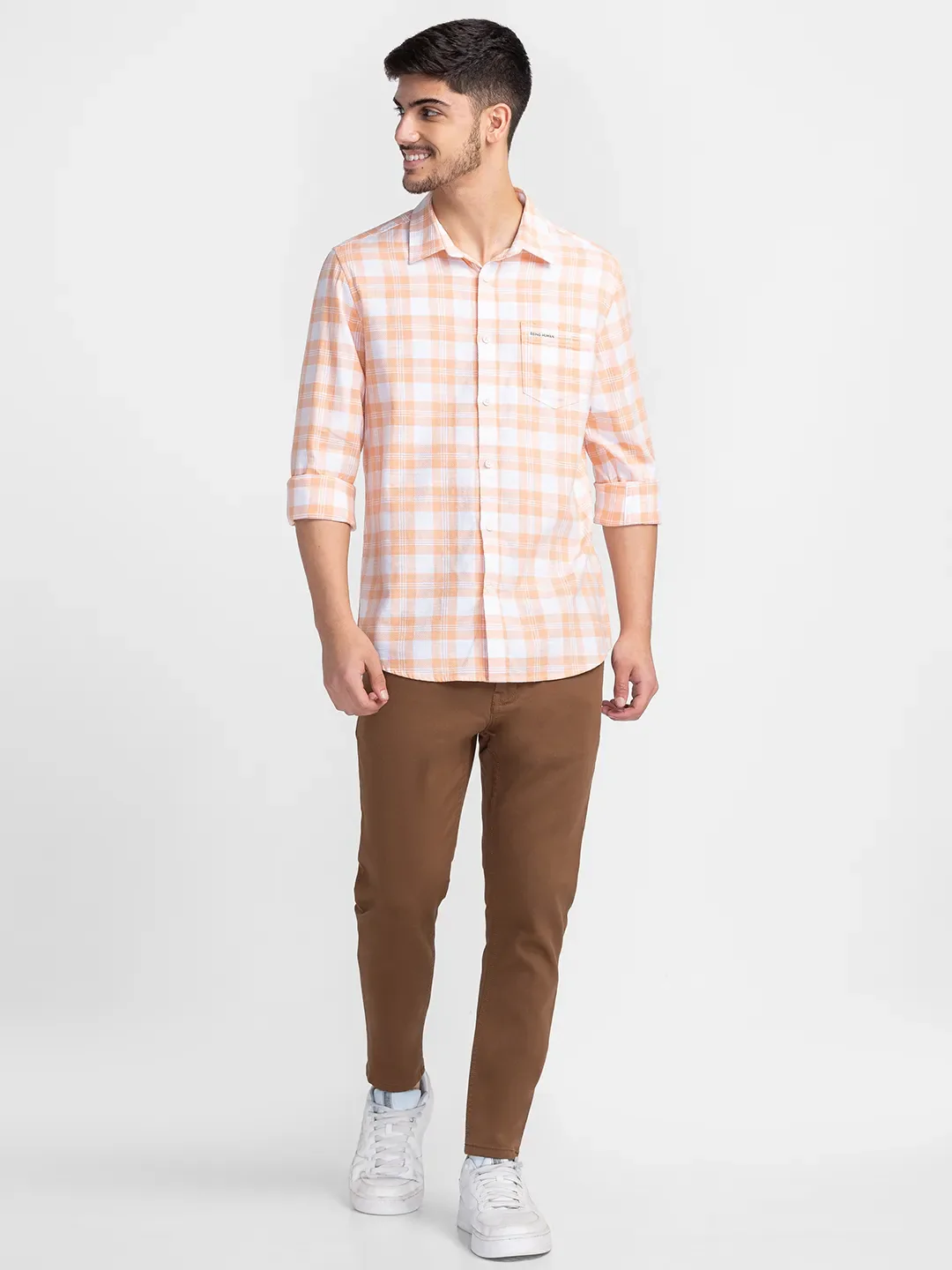 Brown Cropped Fit Men's Denims by Being Human Clothing - Image 5