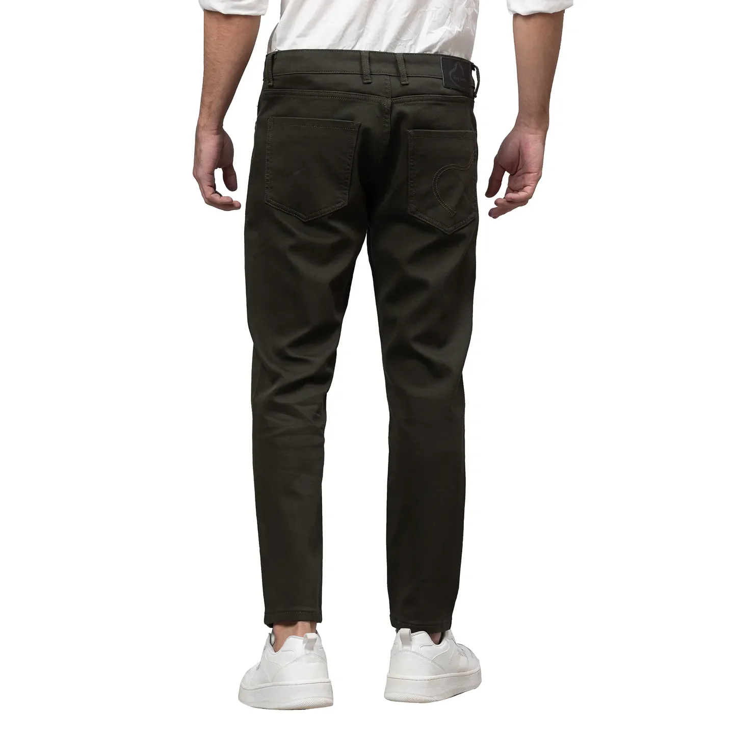 Olive Cropped Fit Denims For Men By Being Human Clothing - Image 3