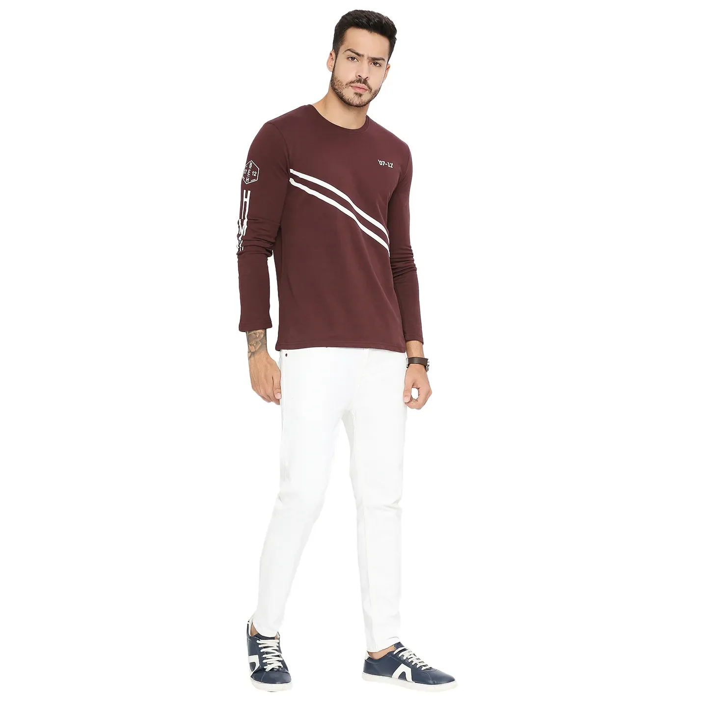 White Cropped Fit Men's Denims by Being Human Clothing - Image 6