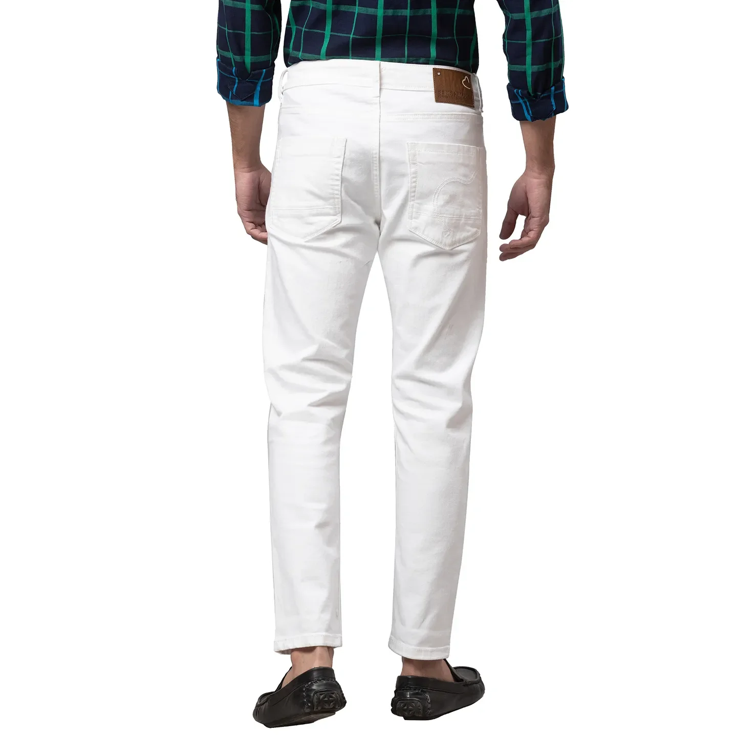 White Cropped Fit Men's Denims by Being Human Clothing - Image 3