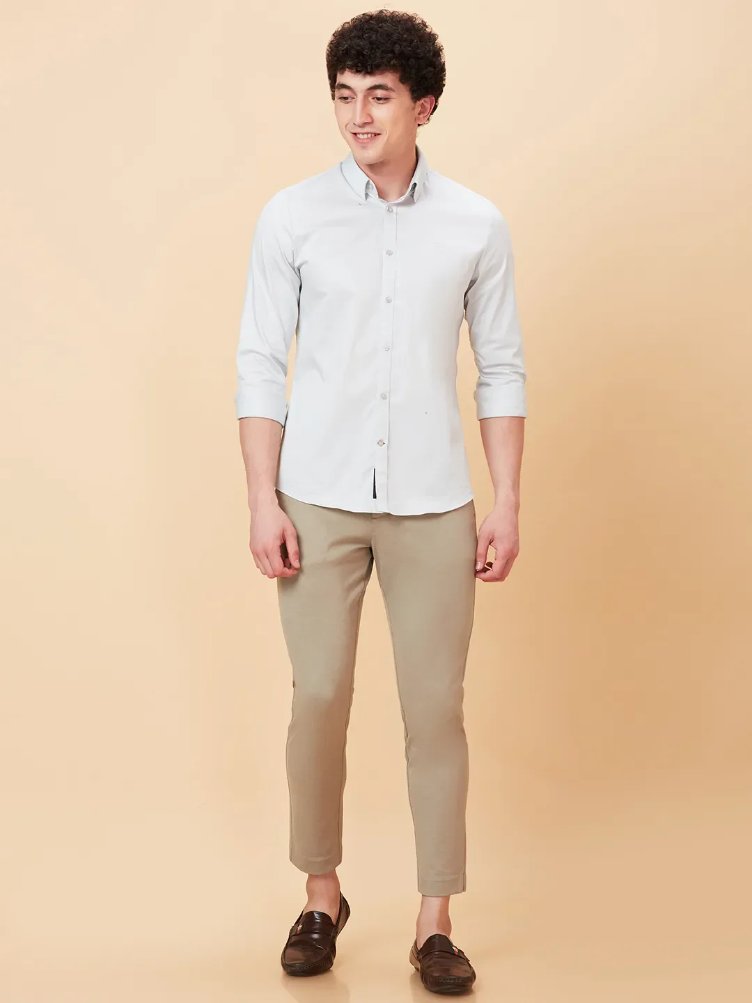 Beige Cropped fit Men's Chinos by Being Human Clothing - Image 2