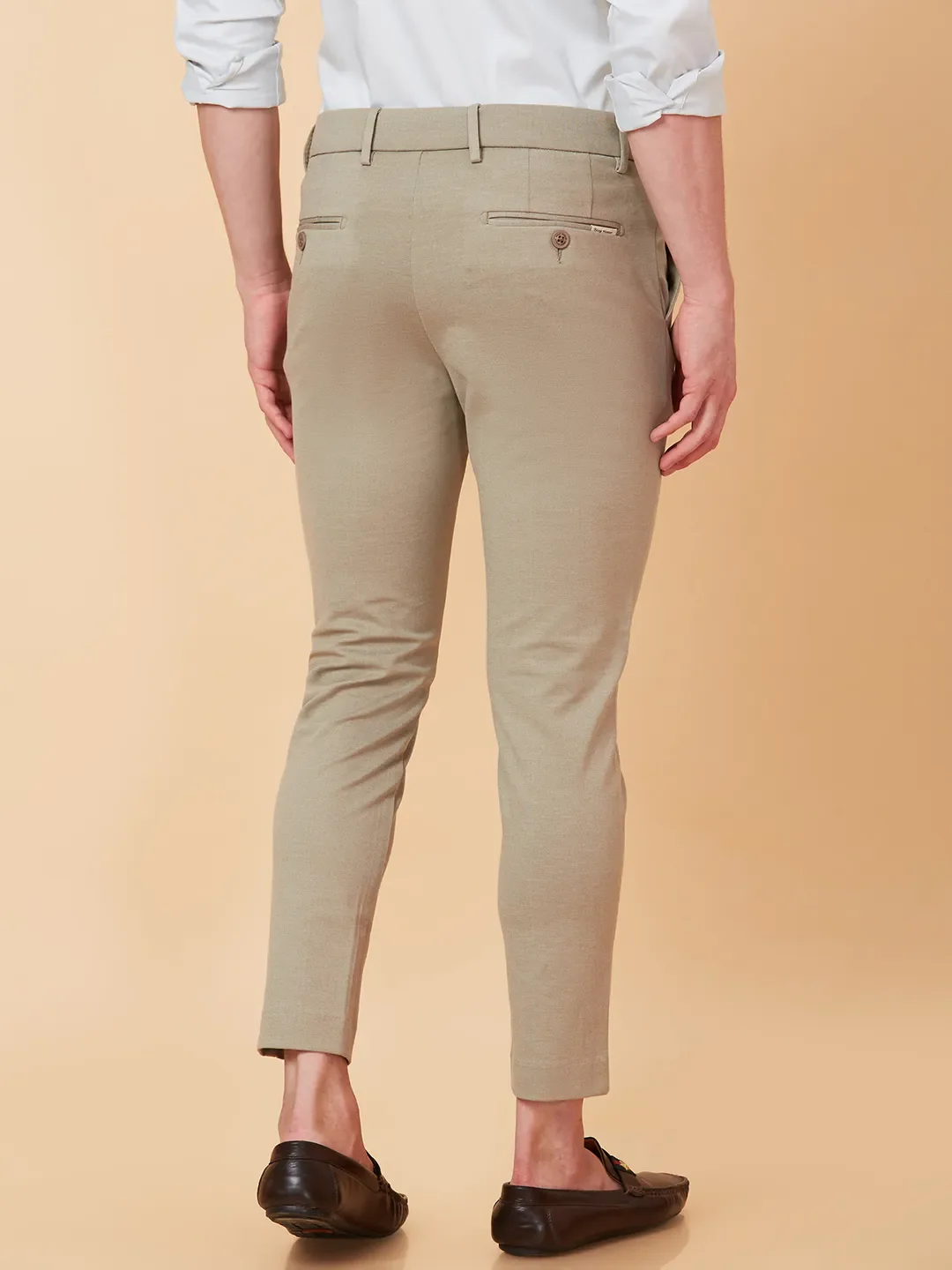 Beige Cropped fit Men's Chinos by Being Human Clothing - Image 3