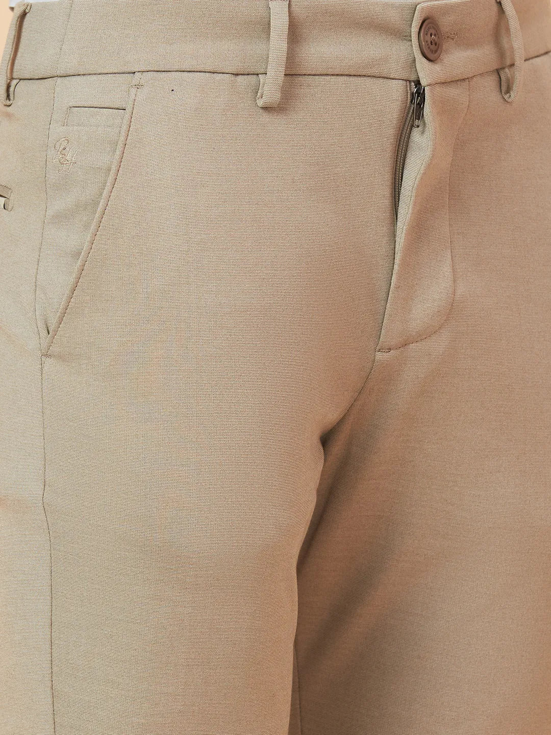 Beige Cropped fit Men's Chinos by Being Human Clothing - Image 5
