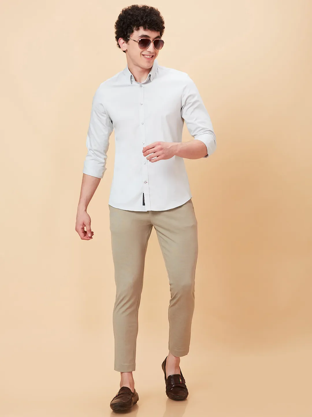 Beige Cropped fit Men's Chinos by Being Human Clothing - Image 6