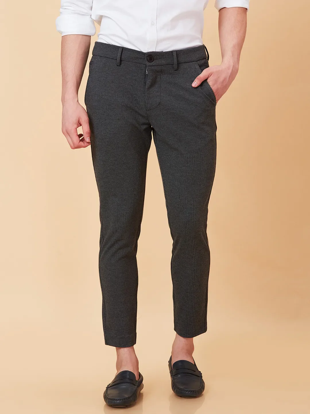 Black Cropped Fit Chinos For Men By Being Human Clothing