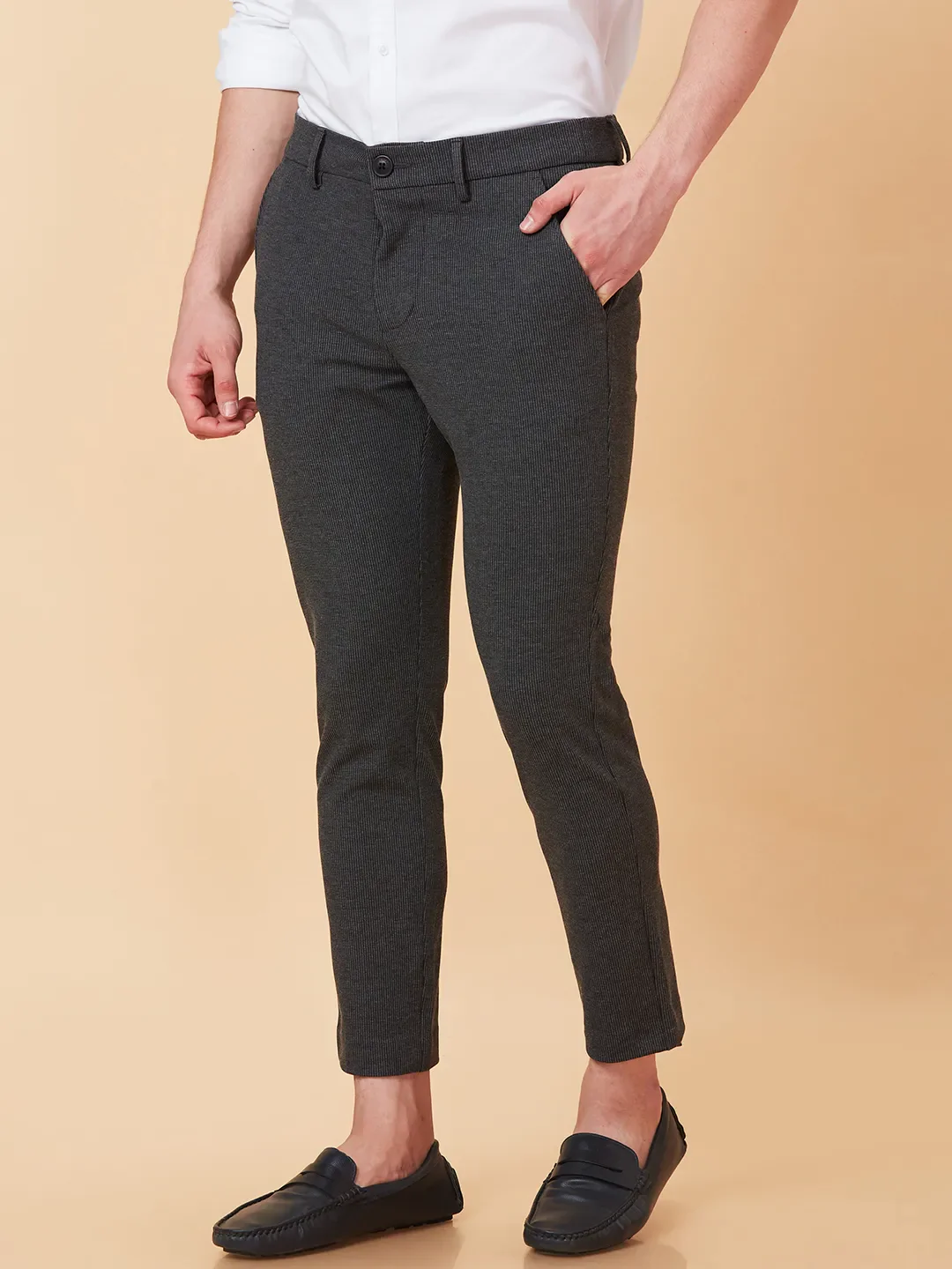 Black Cropped Fit Chinos For Men By Being Human Clothing - Image 4